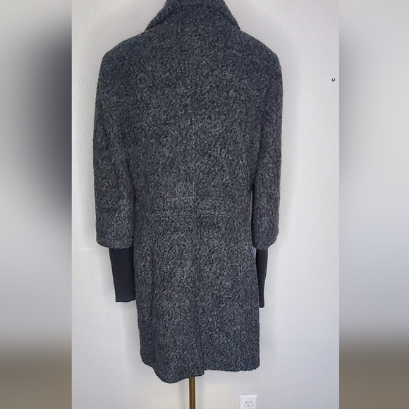 Mossimo Heathered Gray & Black Wool Blend Long Over Coat Trench Coat Size Large - Picture 8 of 10
